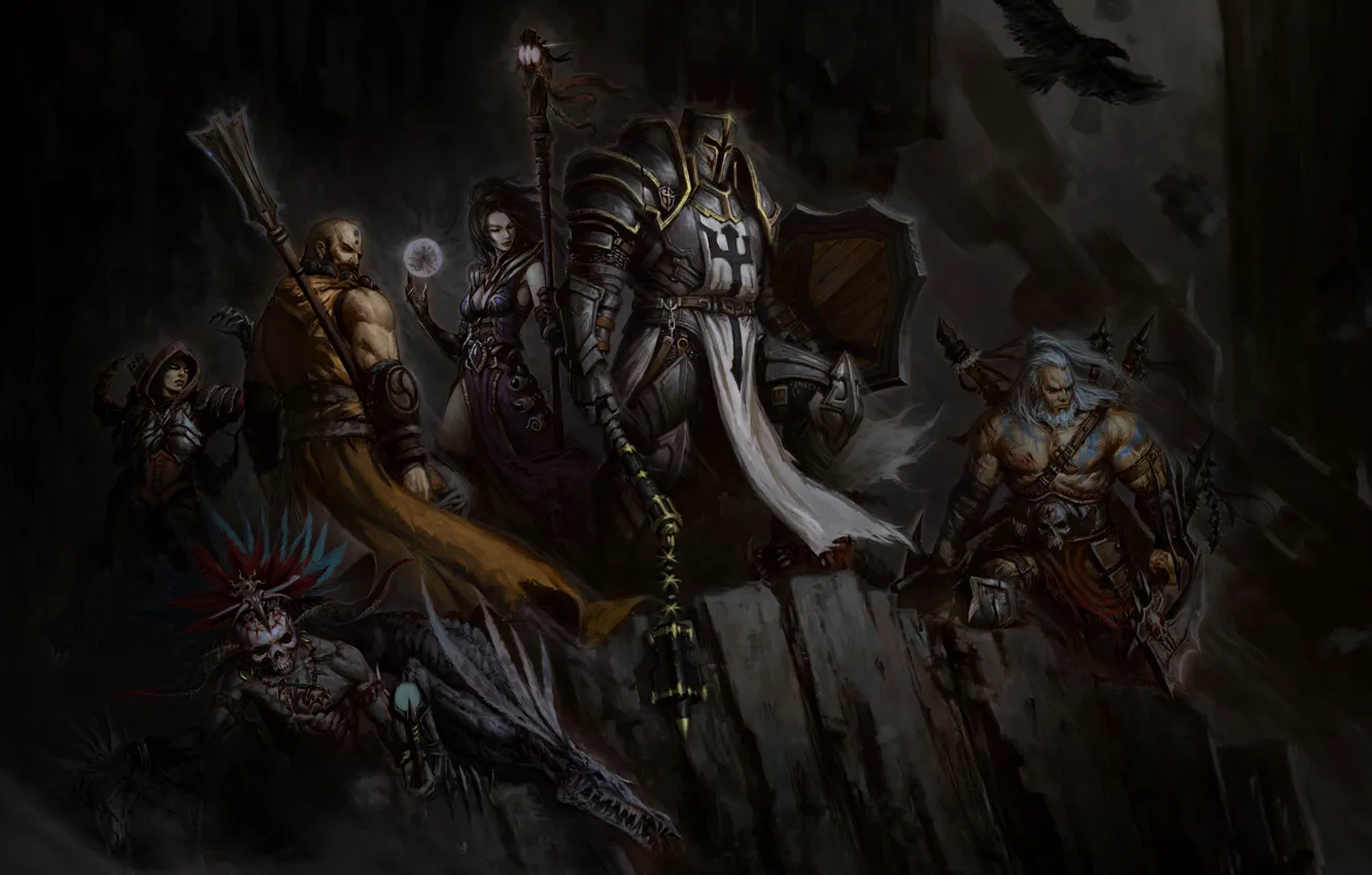 Photo wallpaper Witch Doctor, Barbarian, Wizard, Diablo III: Reaper of Souls