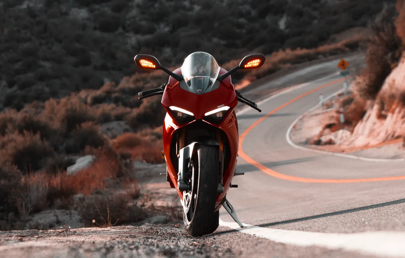 Photo wallpaper red, Ducati, Daytime Running Lights, Panigale V4
