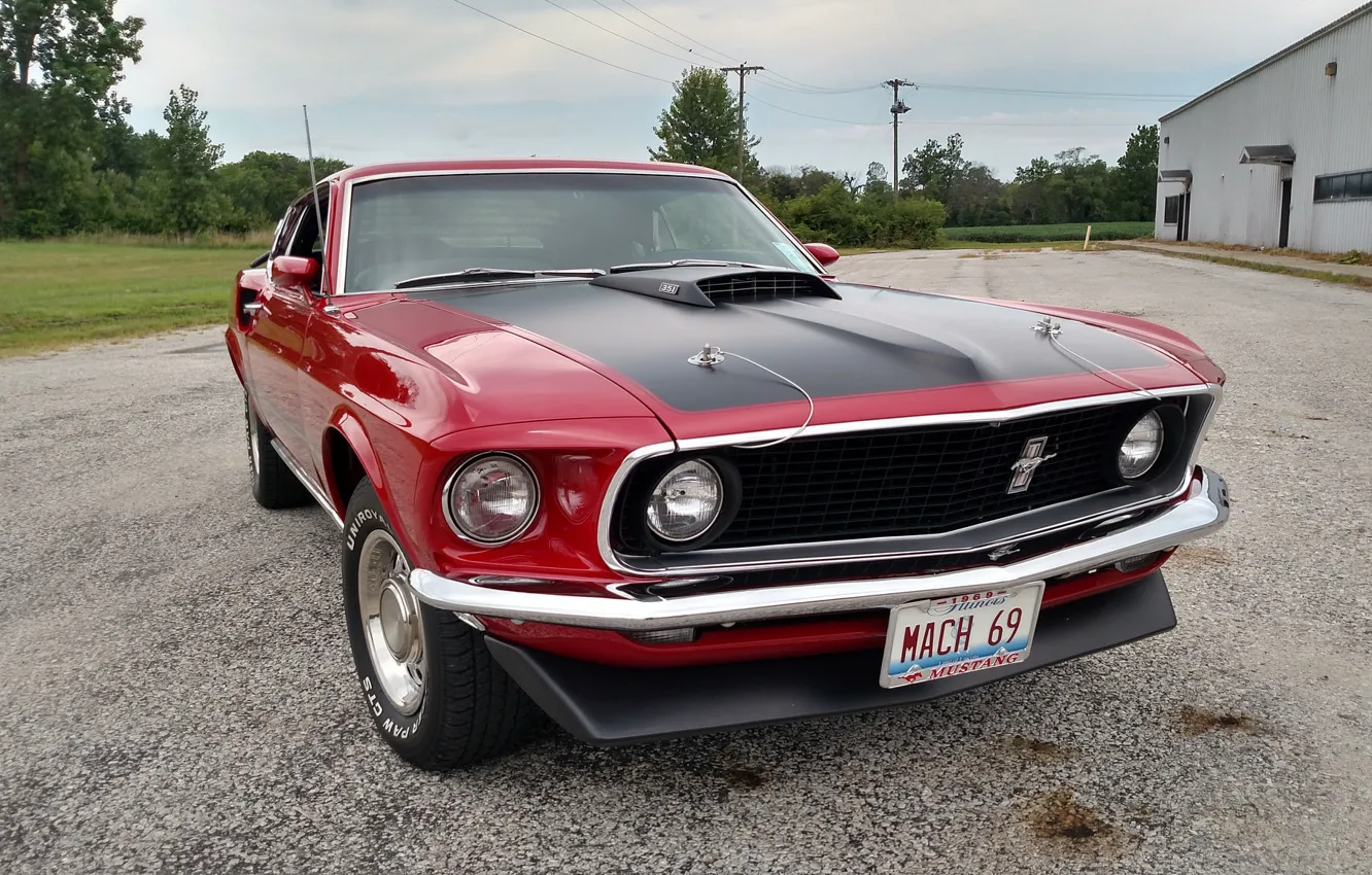 Photo wallpaper mustang, 1969, red, ford, do