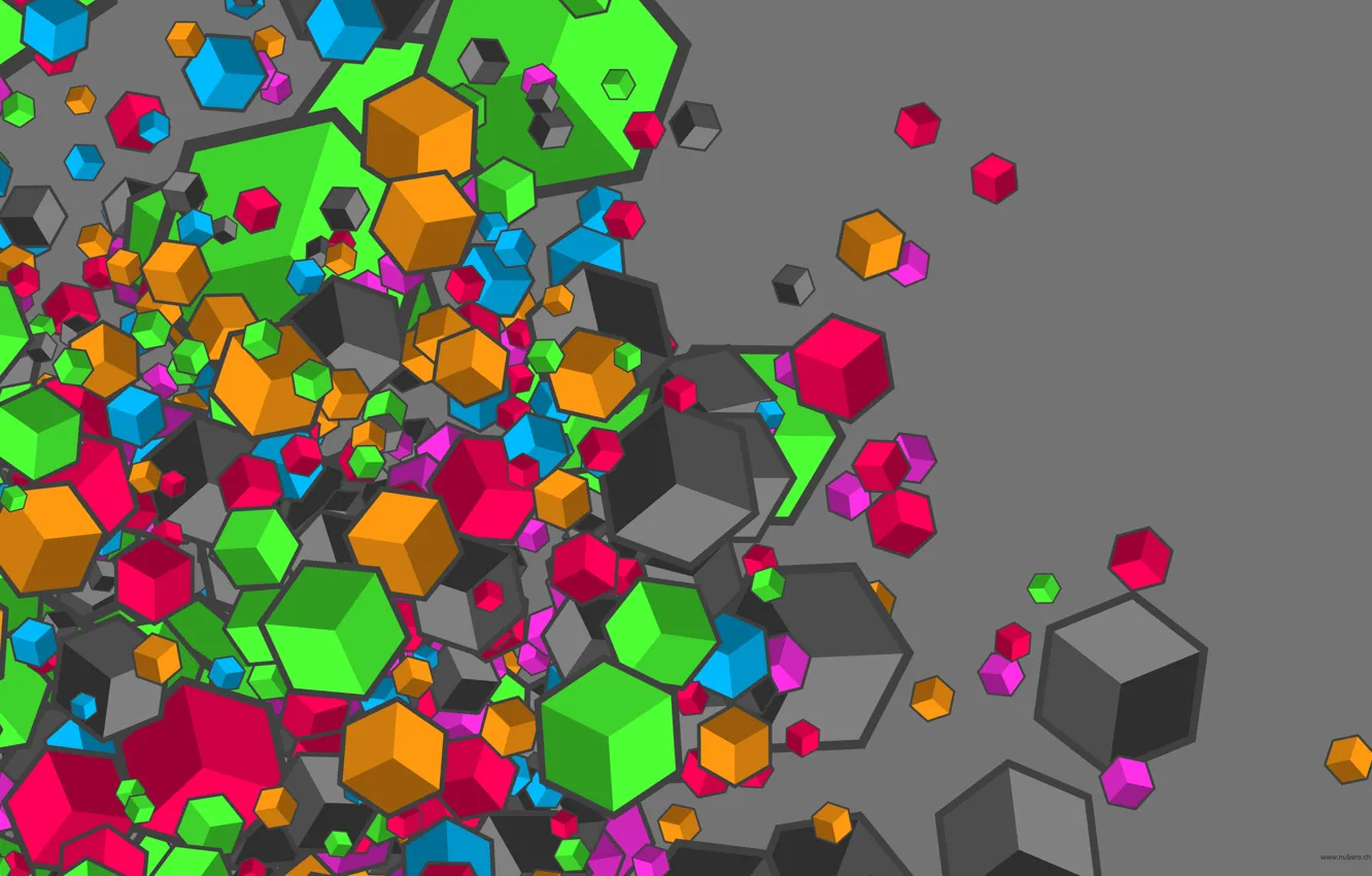 Photo wallpaper cubes, color, placer
