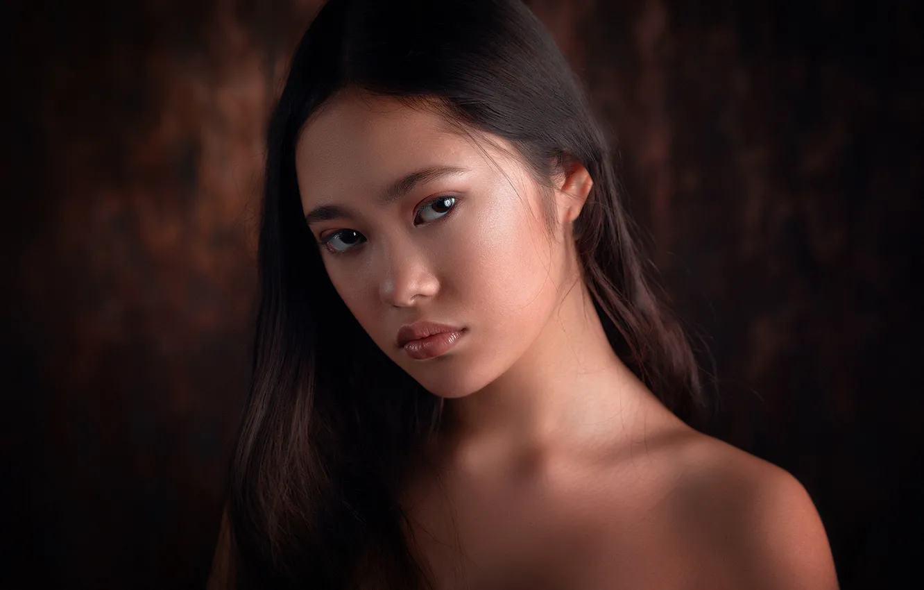 Photo wallpaper look, girl, face, background, portrait, shoulders, Renat Fotov, Maria Borodina