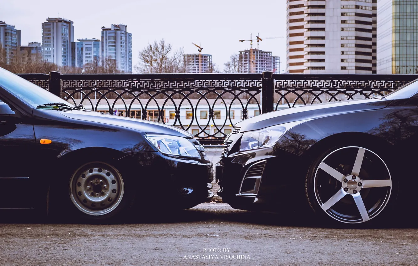 Photo wallpaper machine, auto, Chevrolet, drives, Lada, bumper, auto, Lada