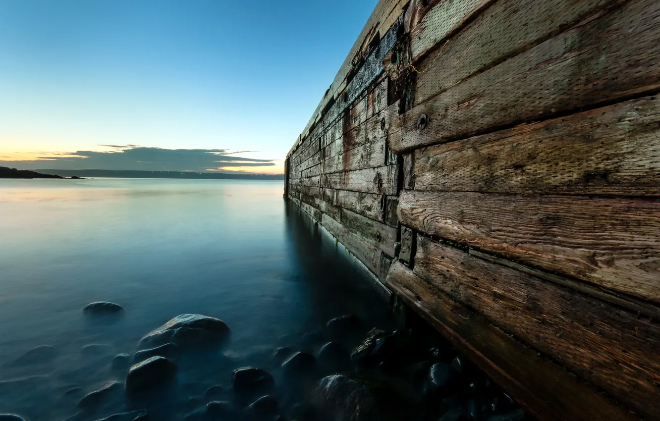 Photo wallpaper landscape, night, bridge, lake
