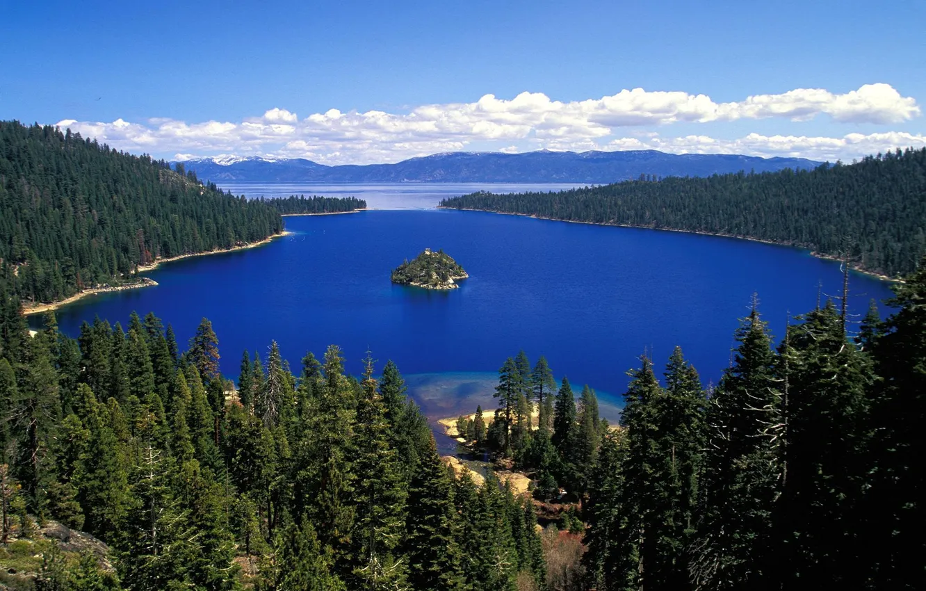 Photo wallpaper forest, landscape, nature, lake, island, CA, lake Tahoe