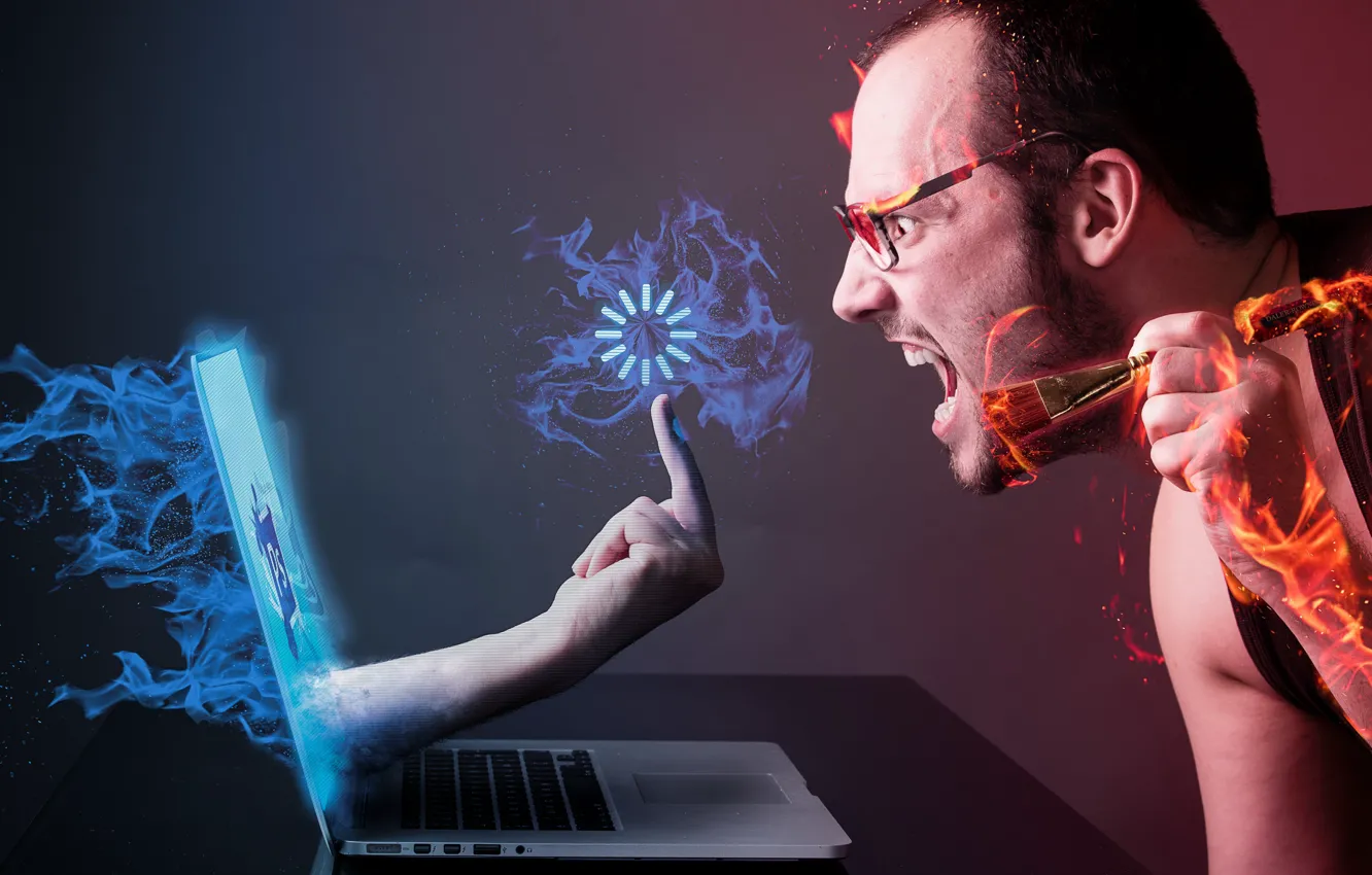 Photo wallpaper emotions, people, laptop