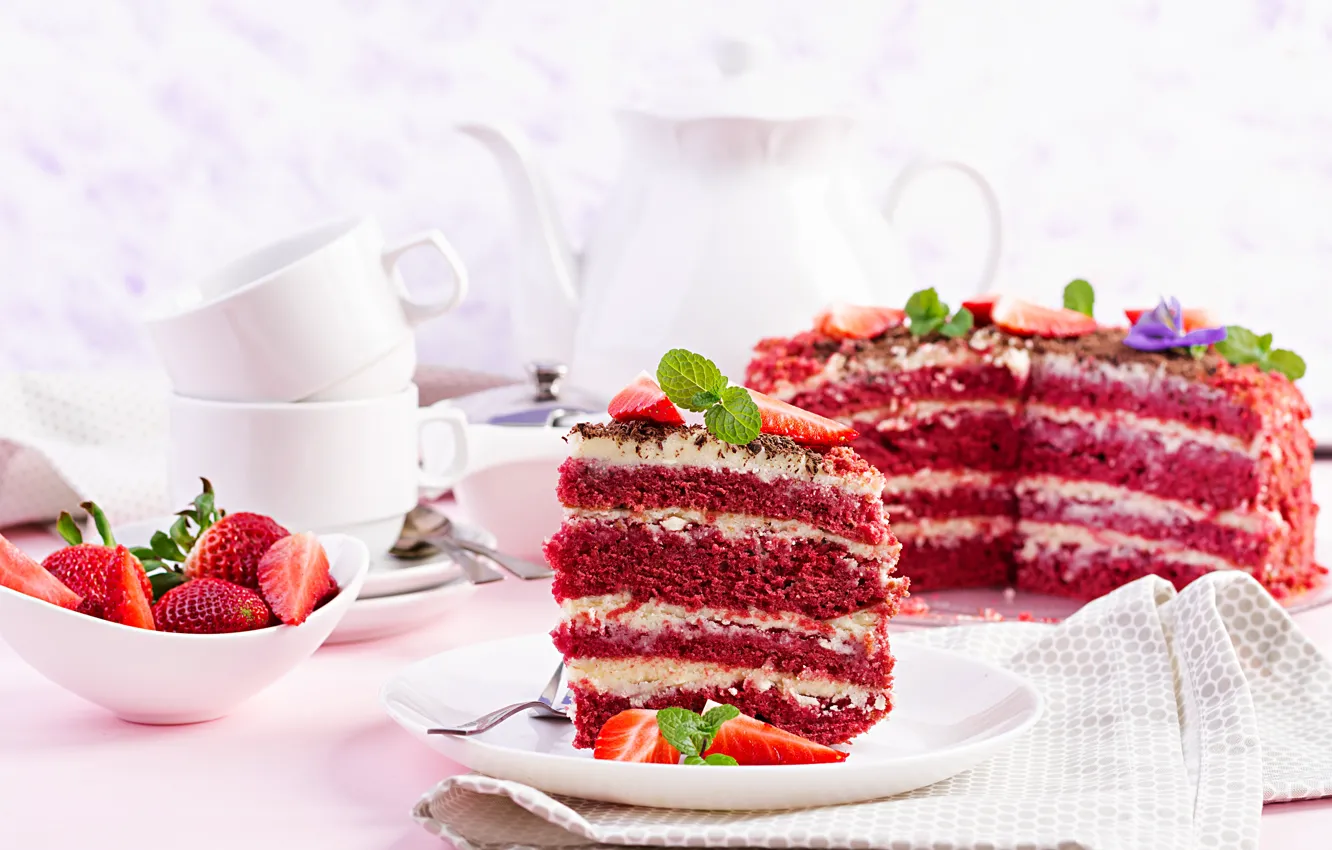 Photo wallpaper berries, strawberry, cake, dessert, Iryna Melnyk