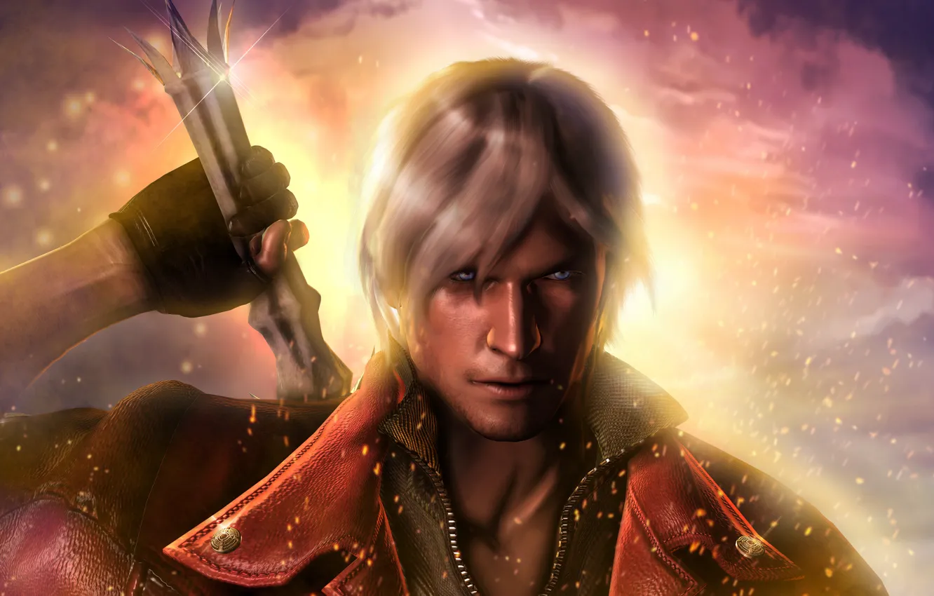 Photo wallpaper guy, white hair, Dante, Capcom, Devil may cry 4, blood