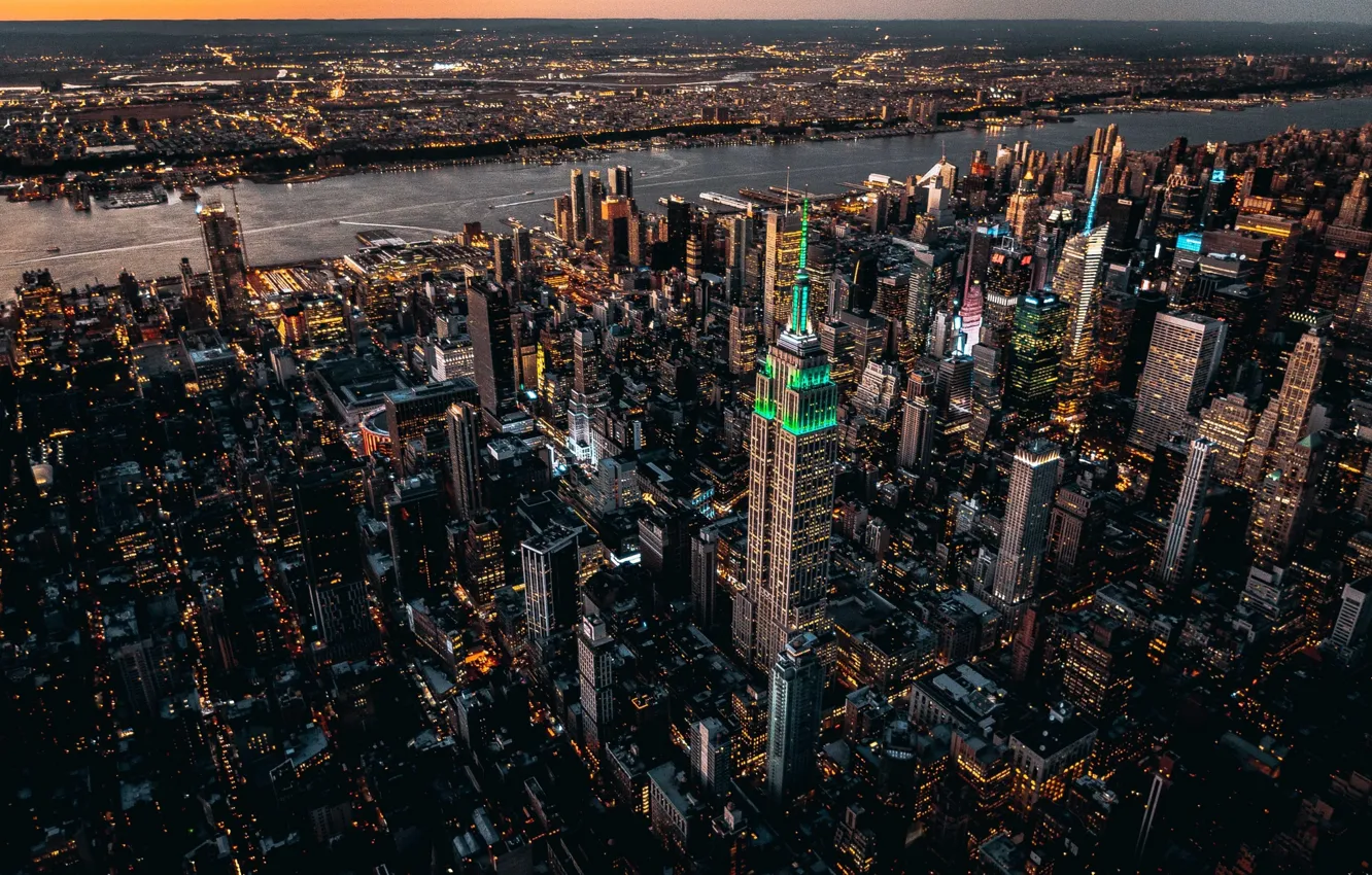 Photo wallpaper the city, lights, the evening, USA, New York