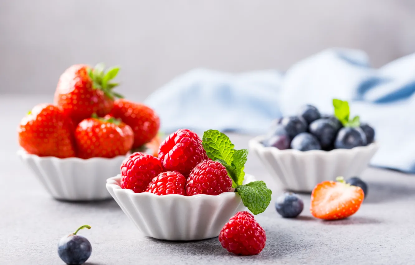 Photo wallpaper berries, raspberry, blueberries, strawberry, Iryna Melnyk