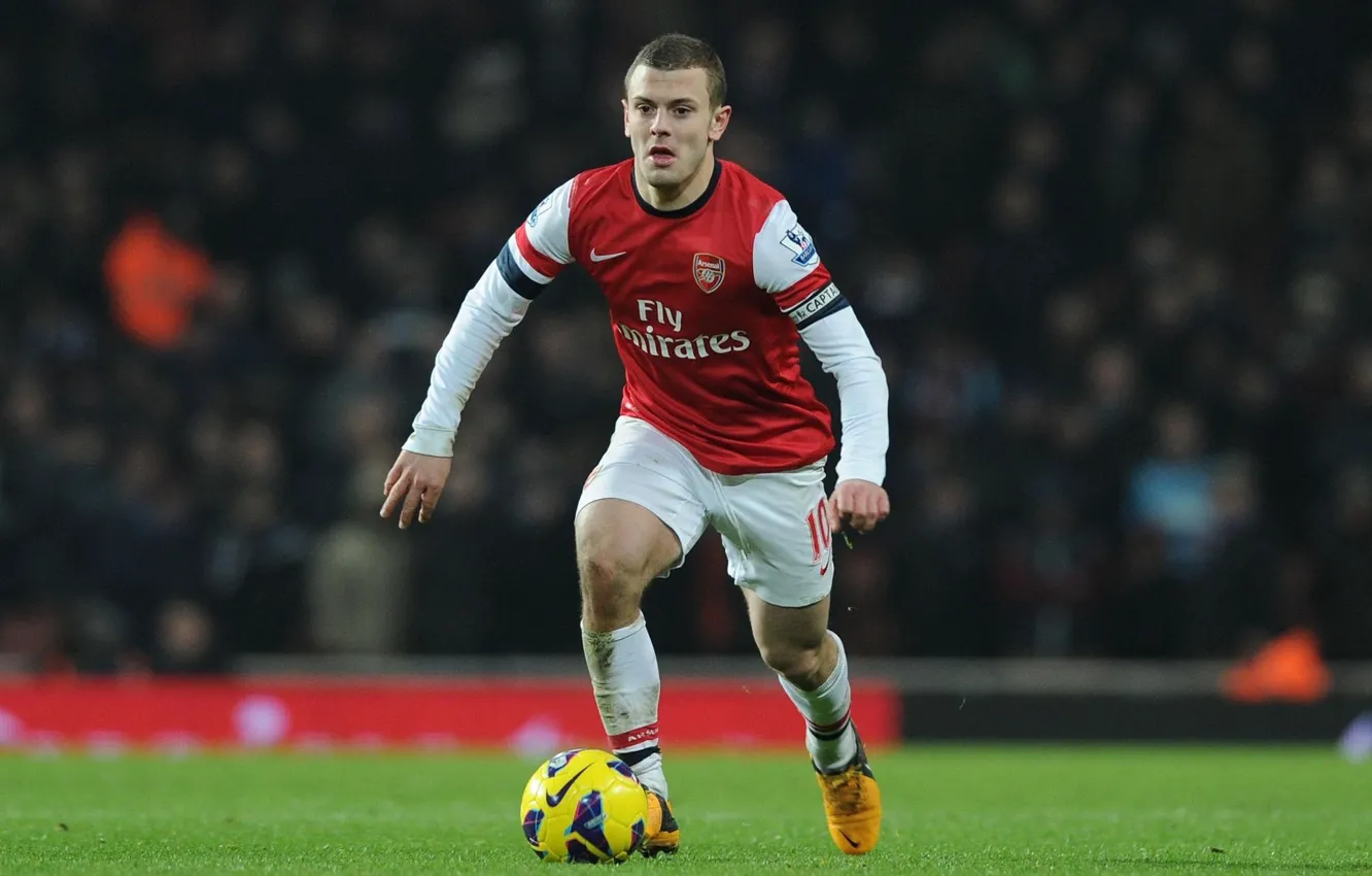 Photo wallpaper field, lawn, football, the ball, captain, Arsenal, Jack Wilshere, Jack Wilshere