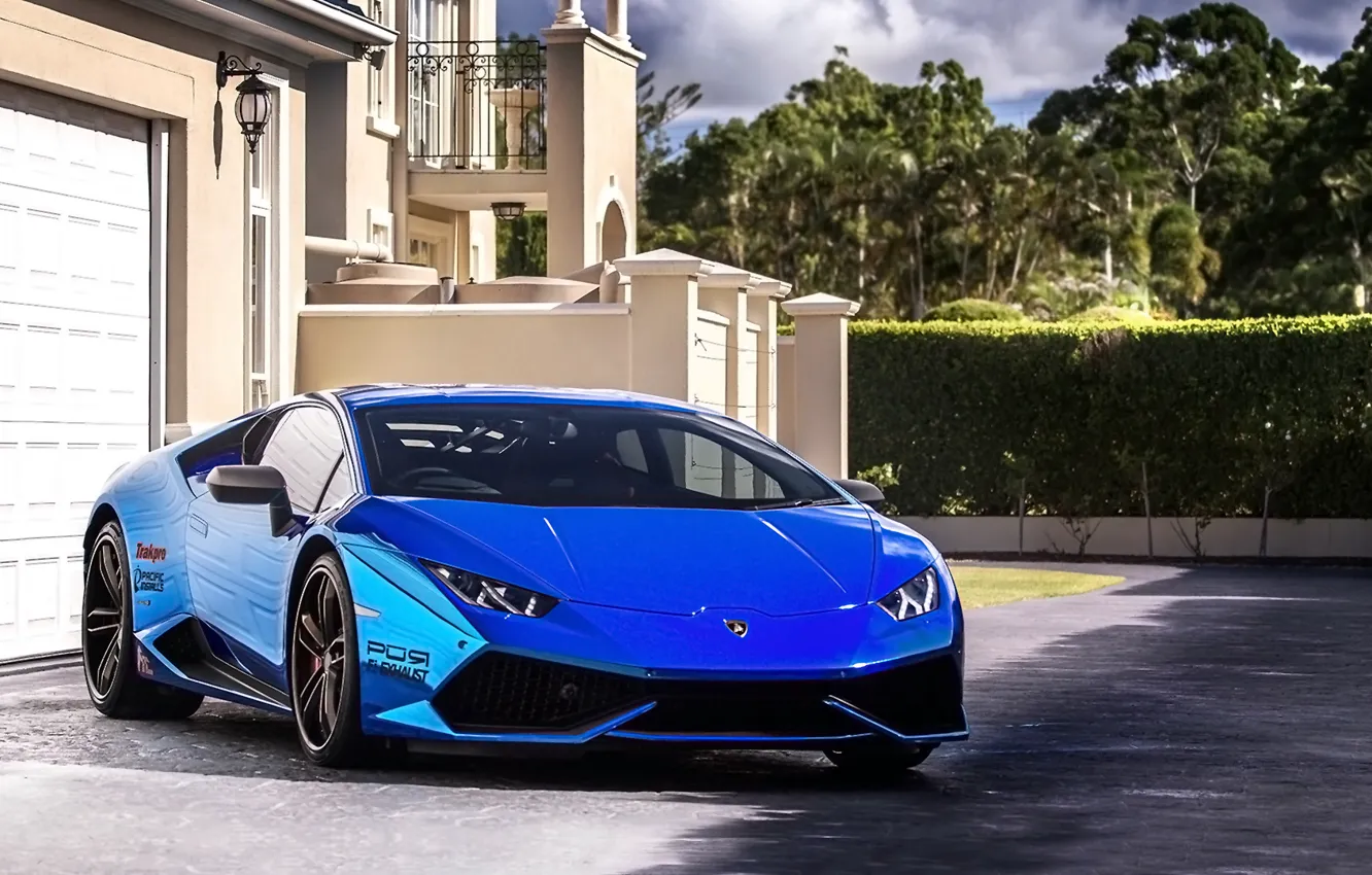 Photo wallpaper Lamborghini, blue, Huracan, pur