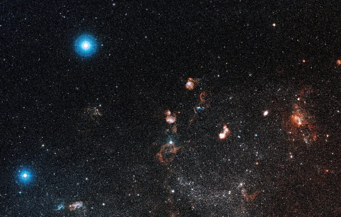 Photo wallpaper Hubble Space Telescope, LH 95, Large Magellanic Cloud, LHA 120-N 64, HII-region