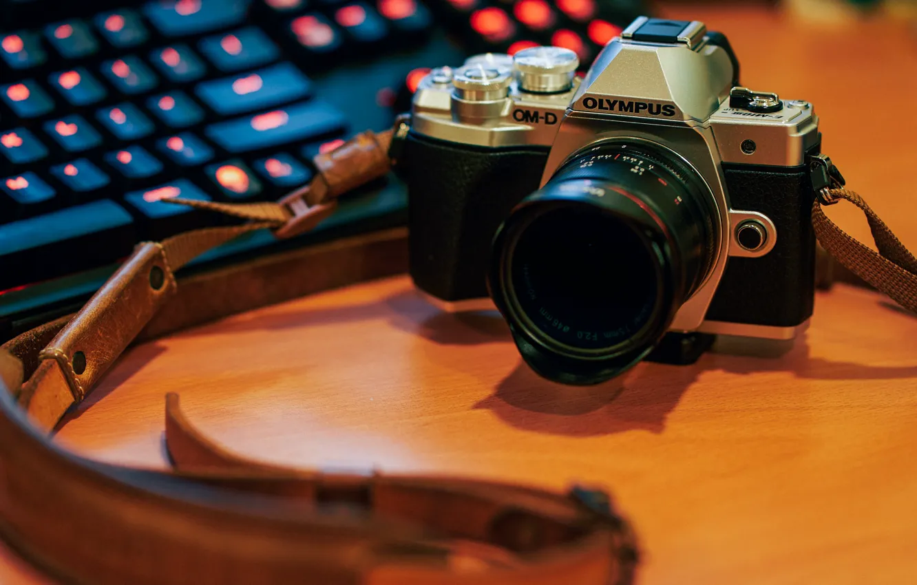 Photo wallpaper the camera, strap, Olympus