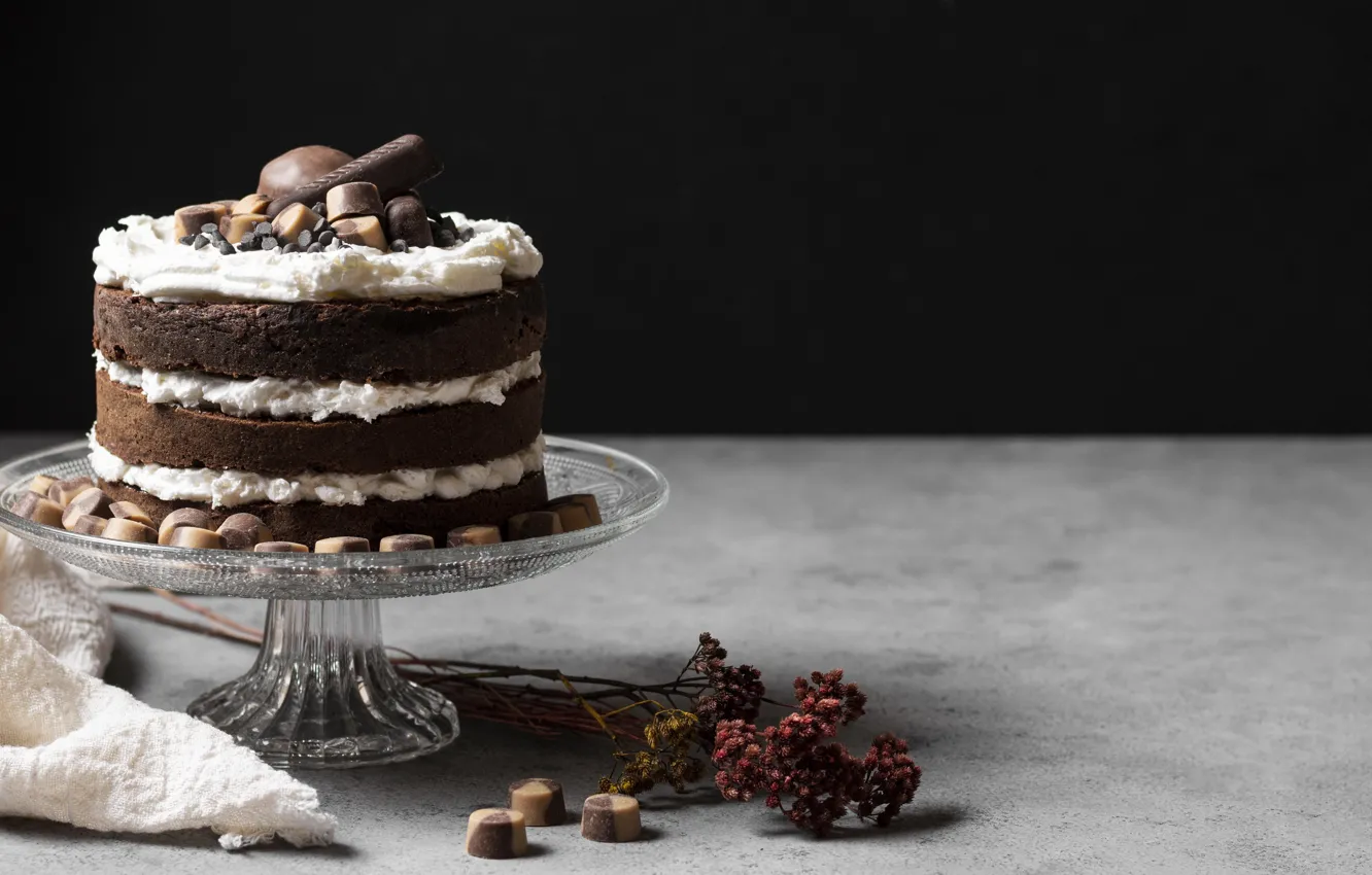 Photo wallpaper cake, dessert, candy, sweet, cream, chocolate