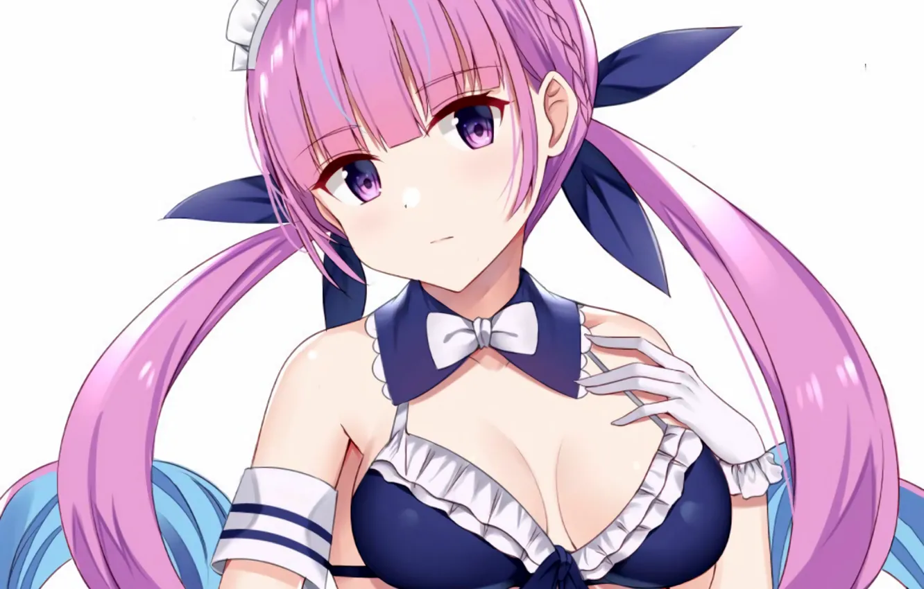 Photo wallpaper girl, sexy, cleavage, pink hair, long hair, boobs, anime, beautiful