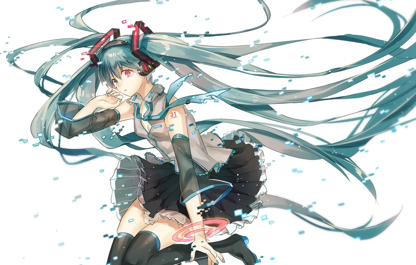 Photo wallpaper girl, tears, art, hatsune miku, Vocaloid, tattoo 01