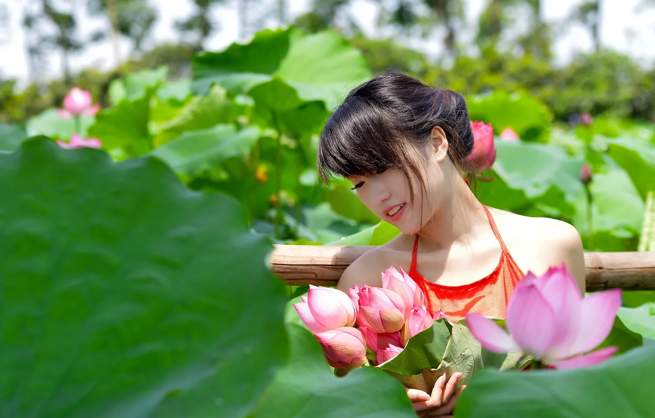 Photo wallpaper summer, girl, Asian