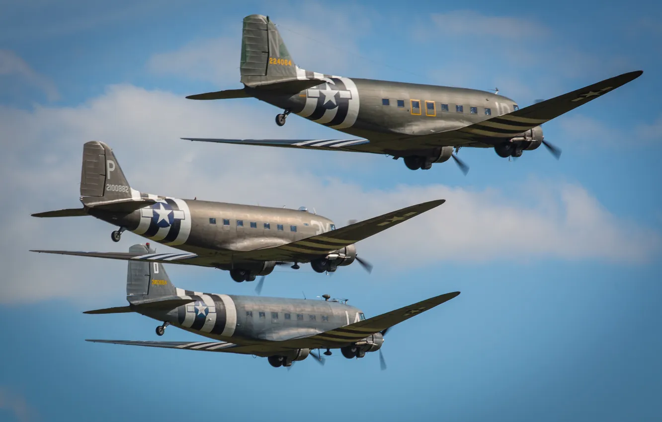 Photo wallpaper aircraft, military transport, Douglas C-47, Skytrain, "Dakota"