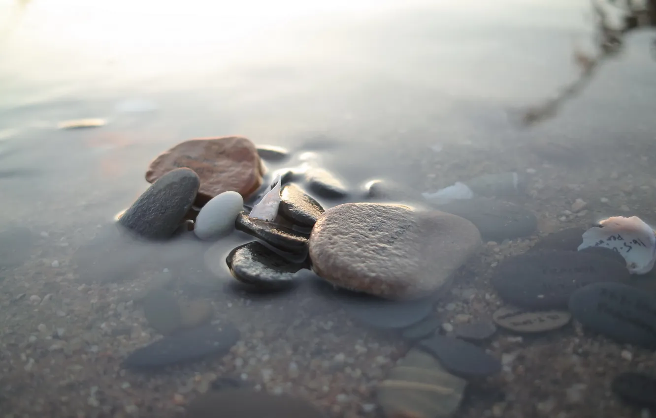 Photo wallpaper water, macro, stones