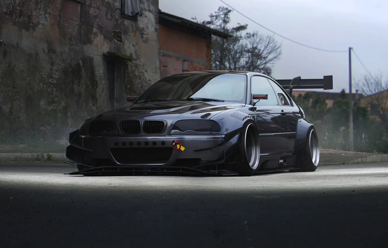 Photo wallpaper BMW, Car, Front, E46, Silver, Widebody, Hugo Silva