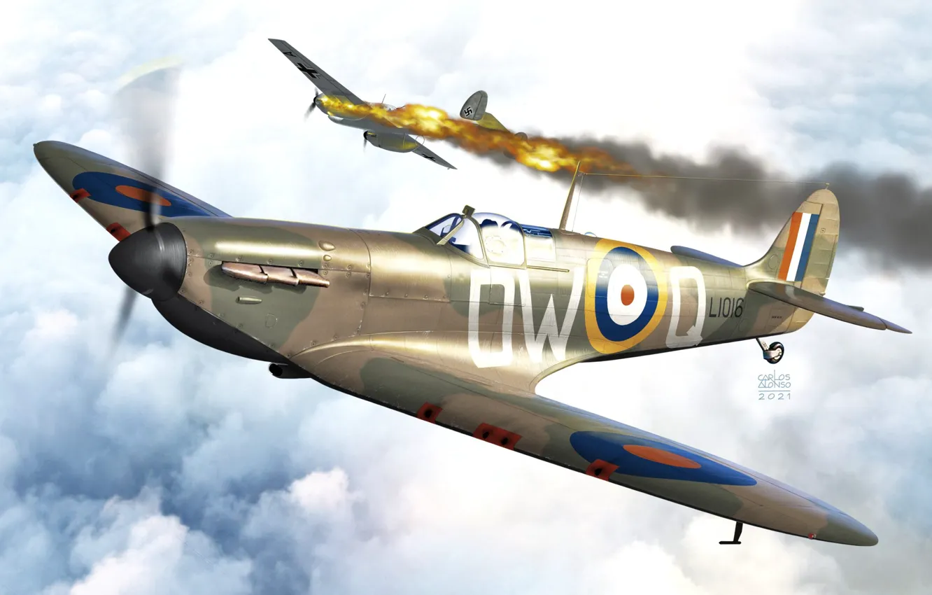 Photo wallpaper UK, Spitfire, piston fighter, Spitfire Mk.I, combat aircraft