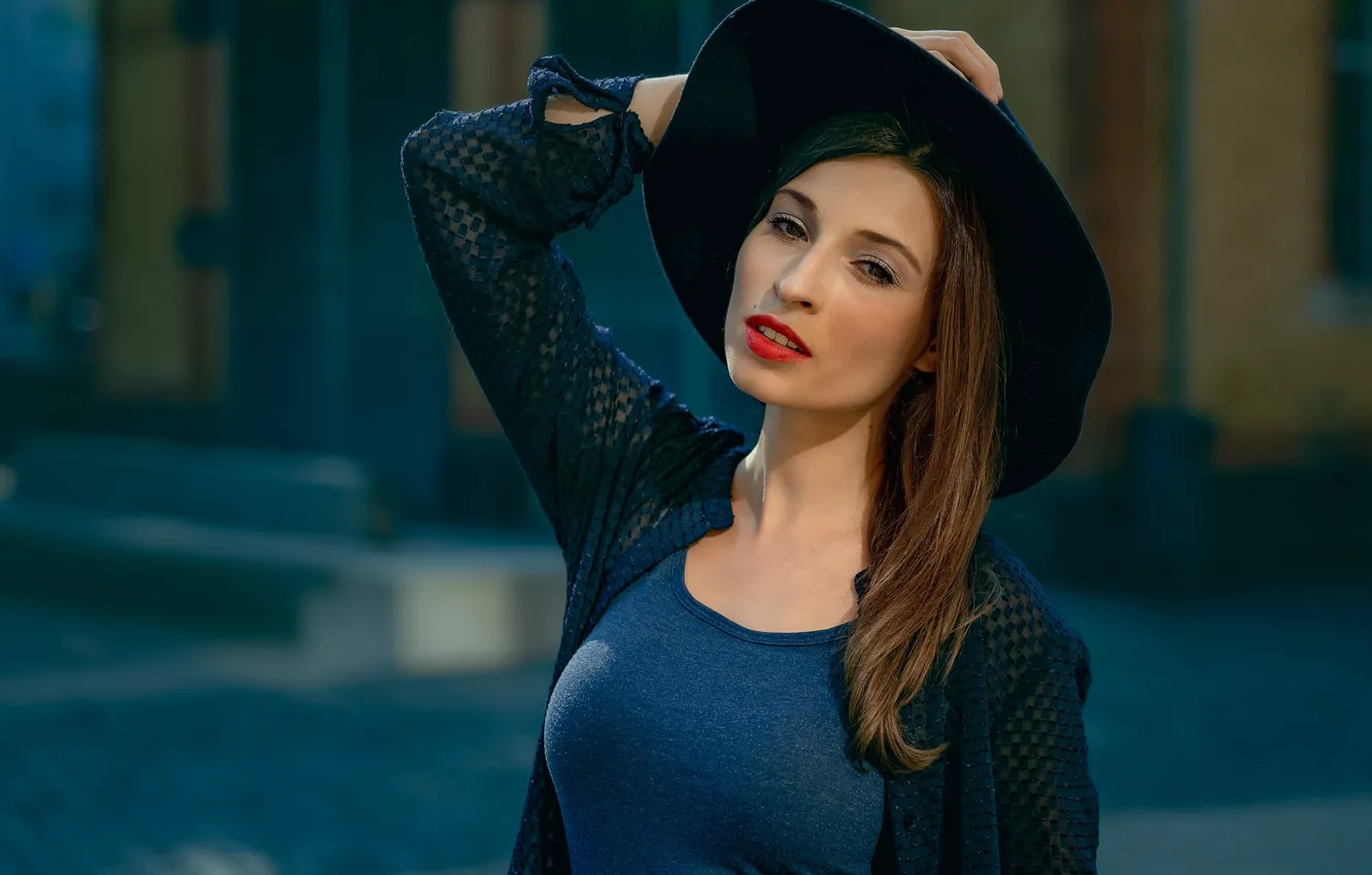 Photo wallpaper girl, portrait, hat