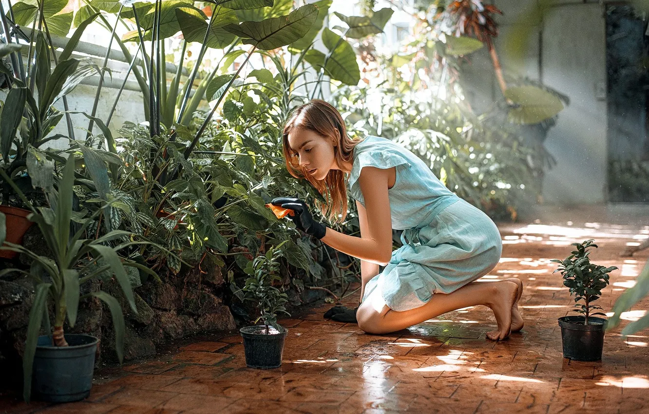 Photo wallpaper girl, model, botany, Dmitry Begma