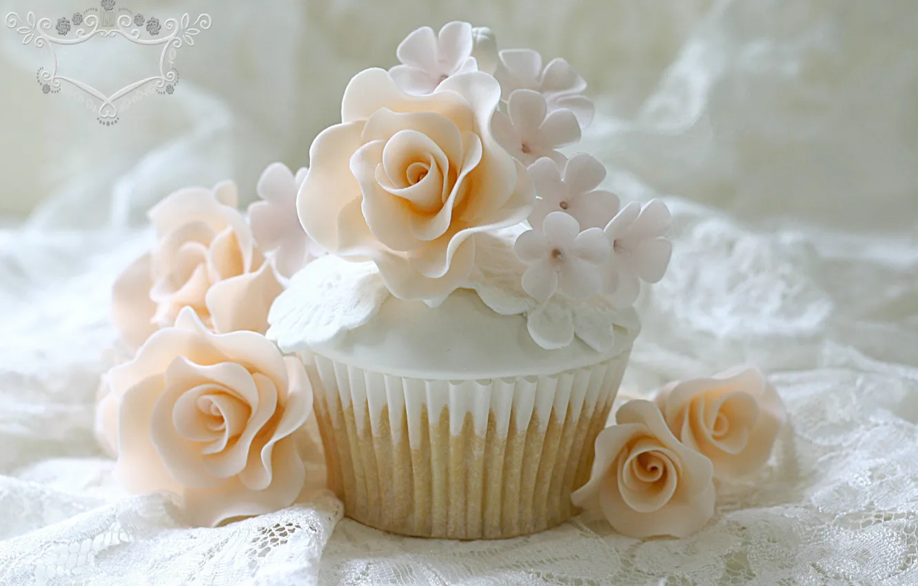 Photo wallpaper roses, decoration, cakes, sweet, cupcake