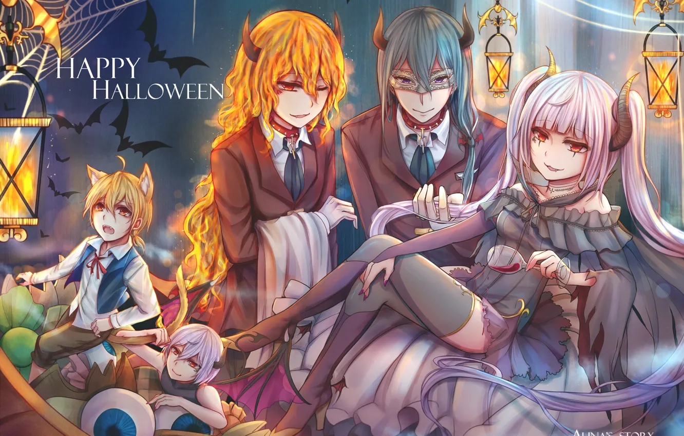 Photo wallpaper anime, art, costumes, Halloween