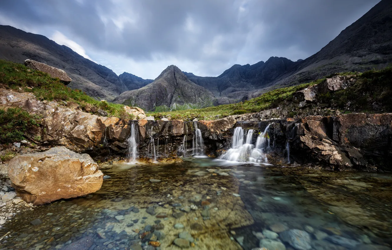 Photo wallpaper landscape, waterfall, stream