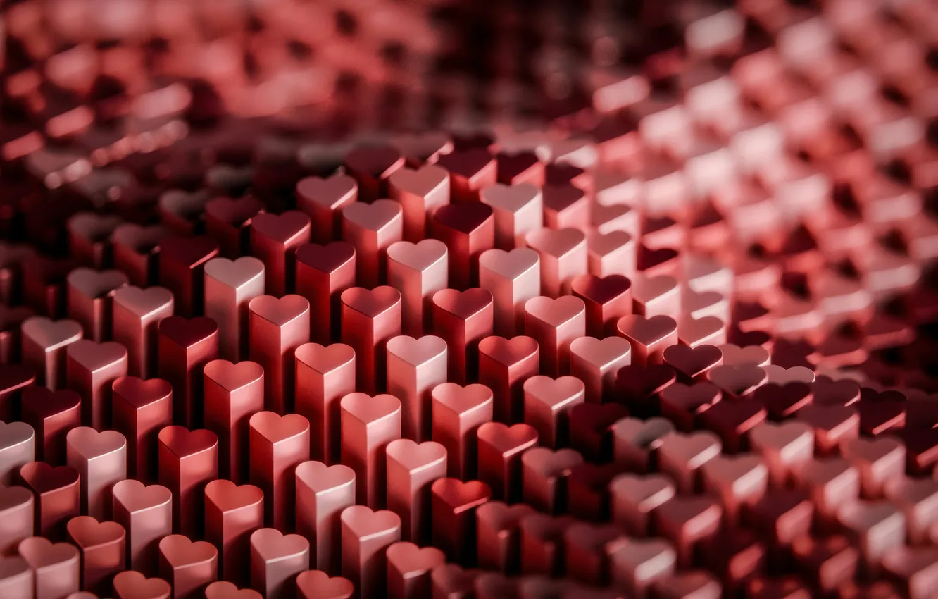 Photo wallpaper abstraction, hearts, 3d Art
