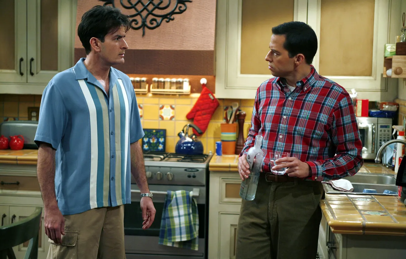 Photo wallpaper actor, the series, characters, Charlie Sheen, John Cryer, Charlie Harper, Alan Harper, Two and a …