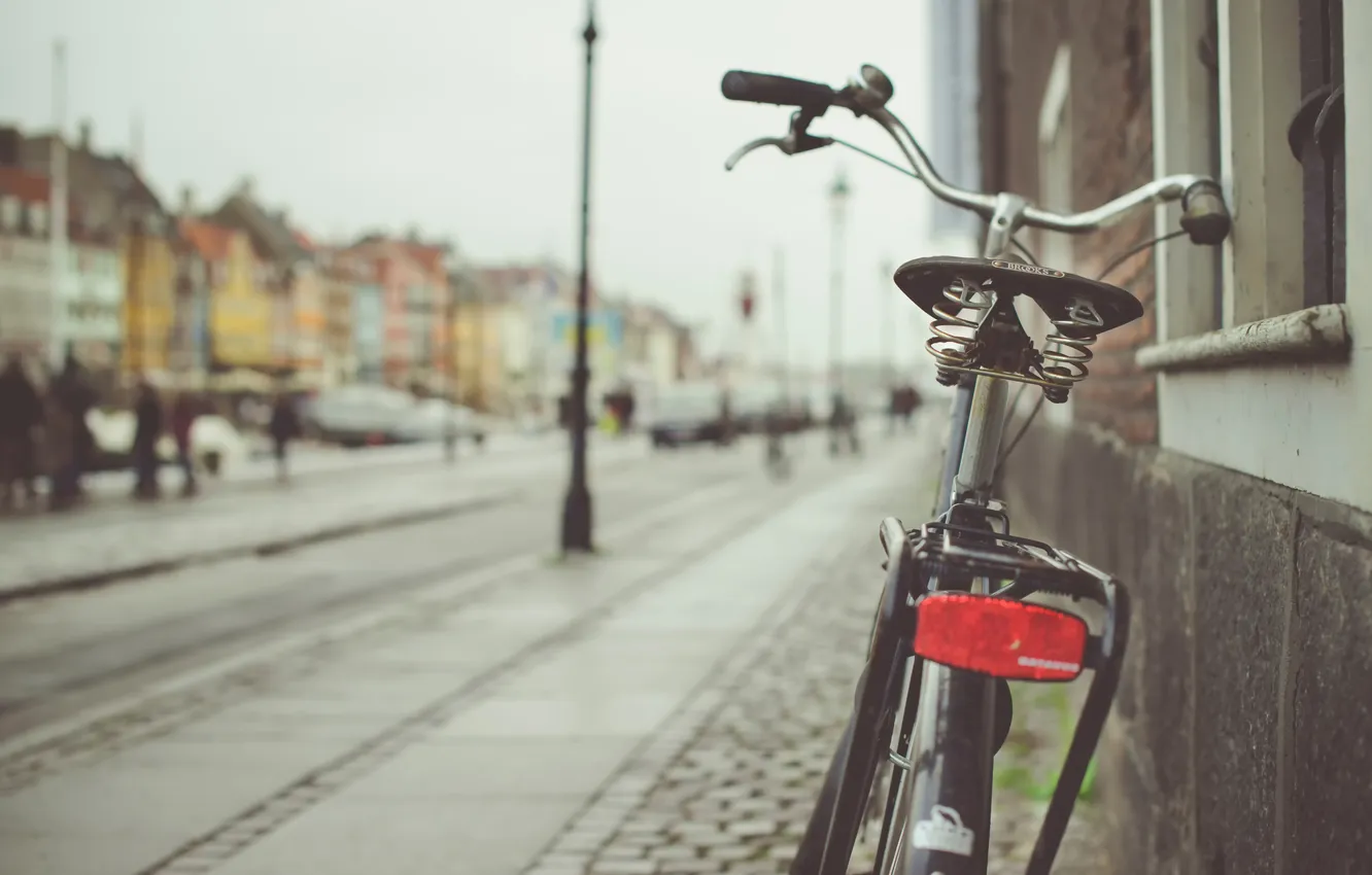 Photo wallpaper bike, street, bokeh, Copenhagen
