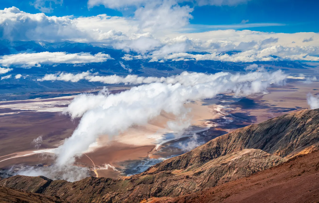 Photo wallpaper clouds, mountains, USA, Death Valley National Park
