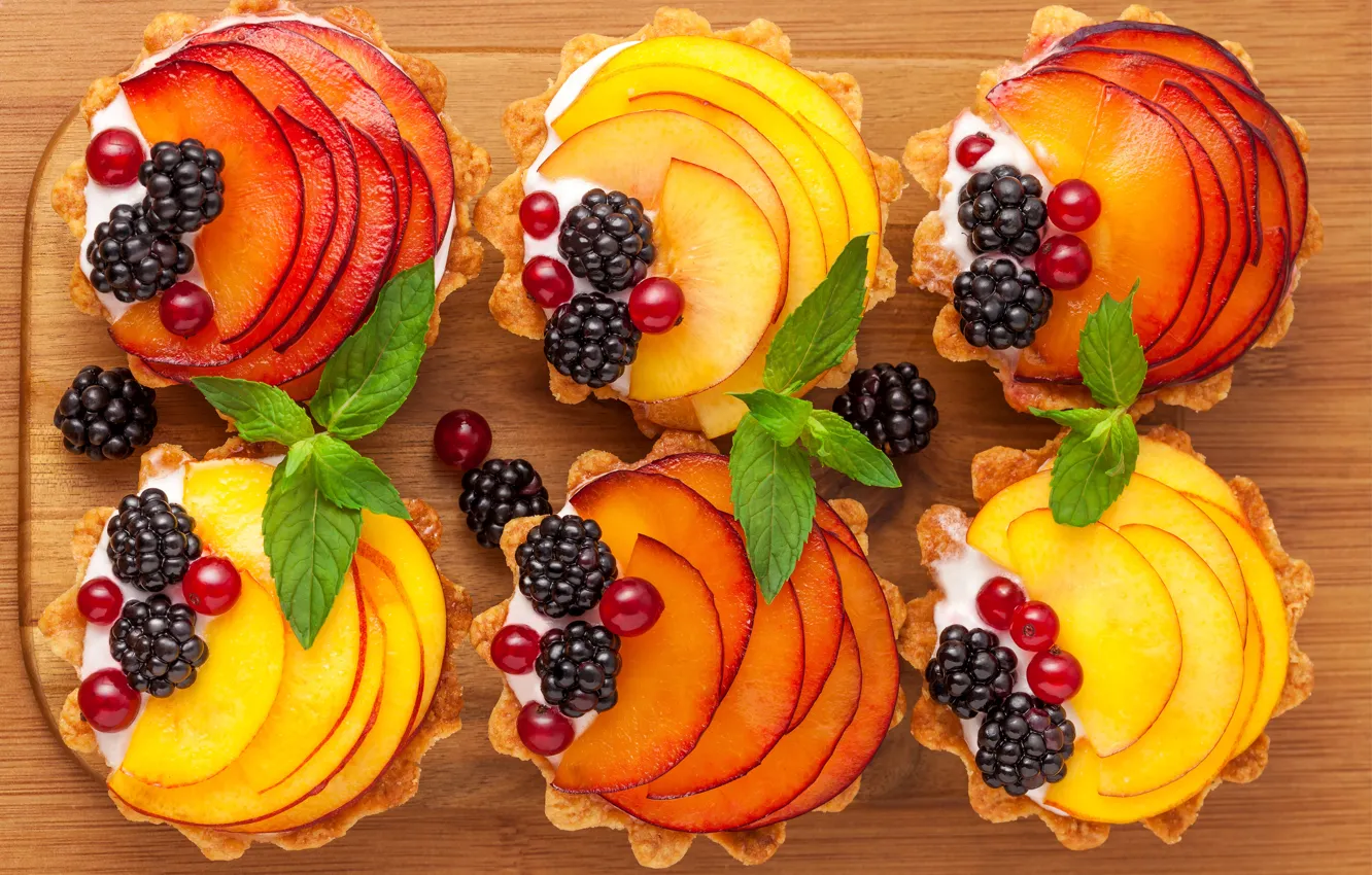 Photo wallpaper apples, cake, dessert, currants, BlackBerry