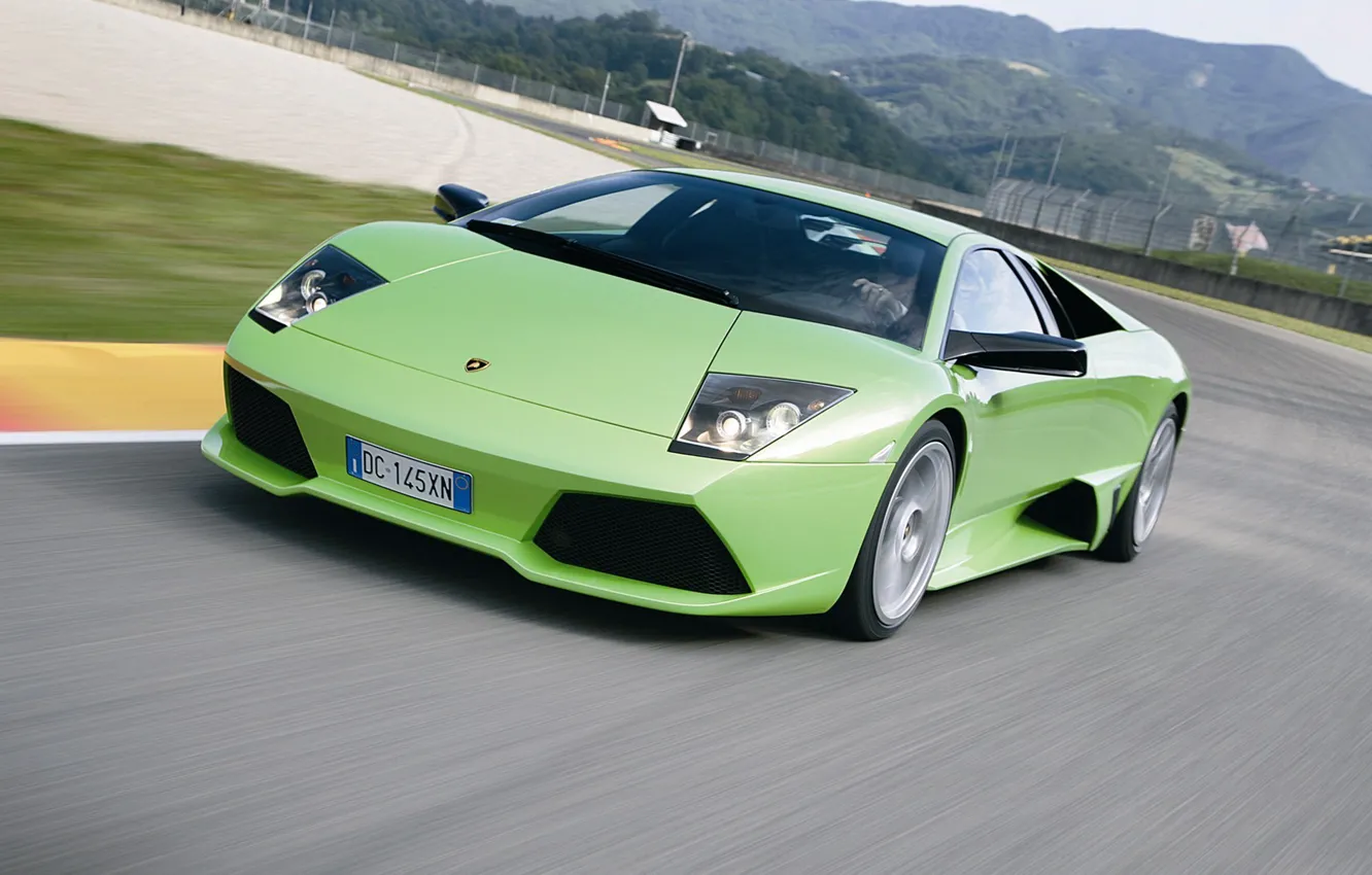 Photo wallpaper road, speed, Lamborghini, supercar