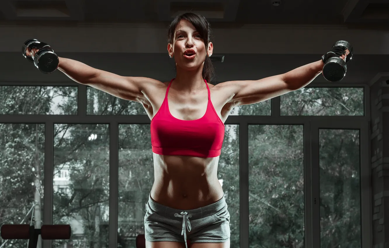 Photo wallpaper female, workout, fitness, gym