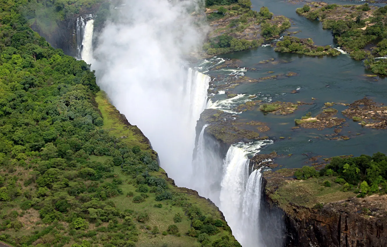 Photo wallpaper tropics, river, open, waterfall, the view from the top, Victoria Falls, Zimbabwe