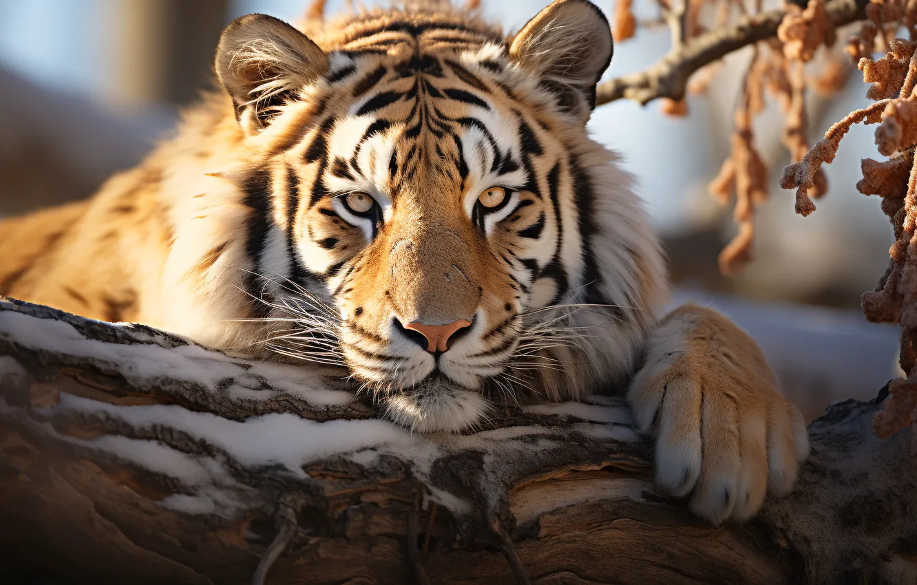 Photo wallpaper winter, frost, look, face, light, snow, branches, nature