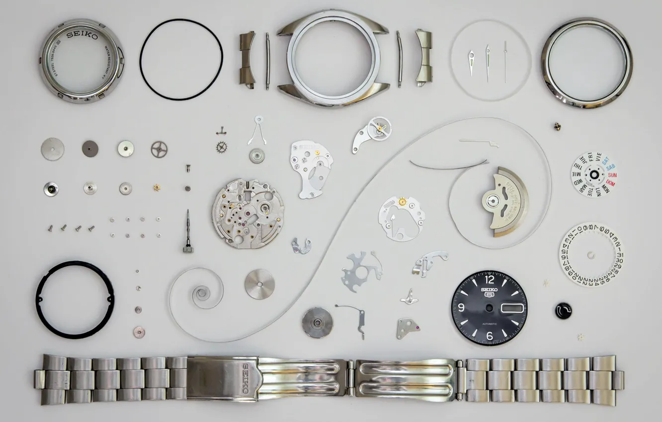 Photo wallpaper watch, mechanism, details, SEIKO