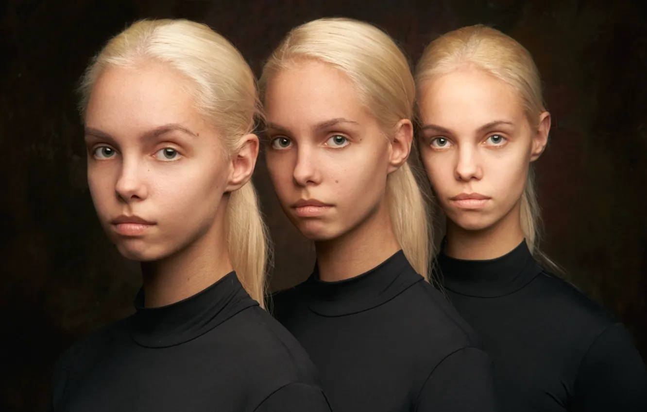 Photo wallpaper sisters, three girls, triplets, Alexander Vinogradov, Natasha Mironenko, Irina Mironenko, Tanya Mironenko