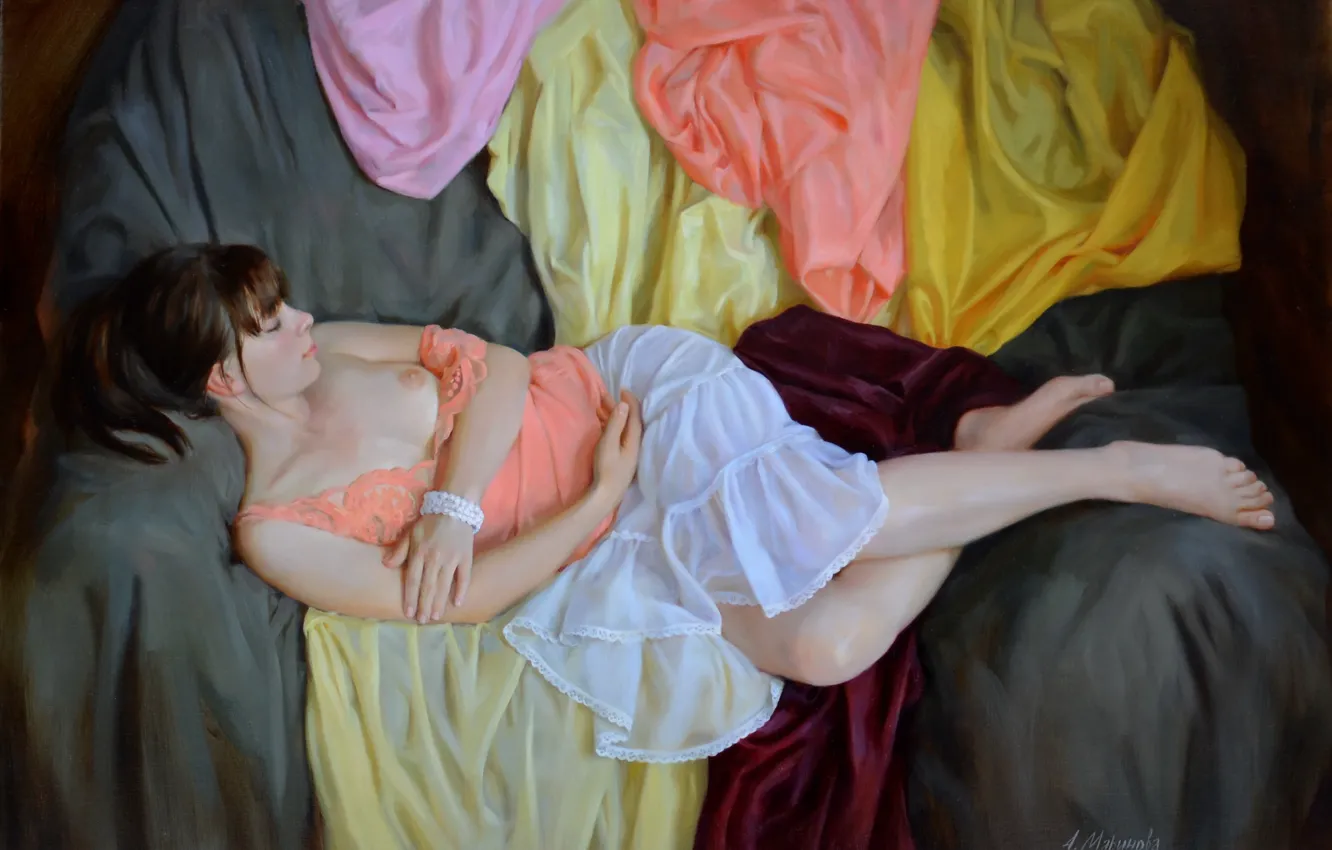 Photo wallpaper beauty, painting, Nega, Anna Marinova, The sleeping woman