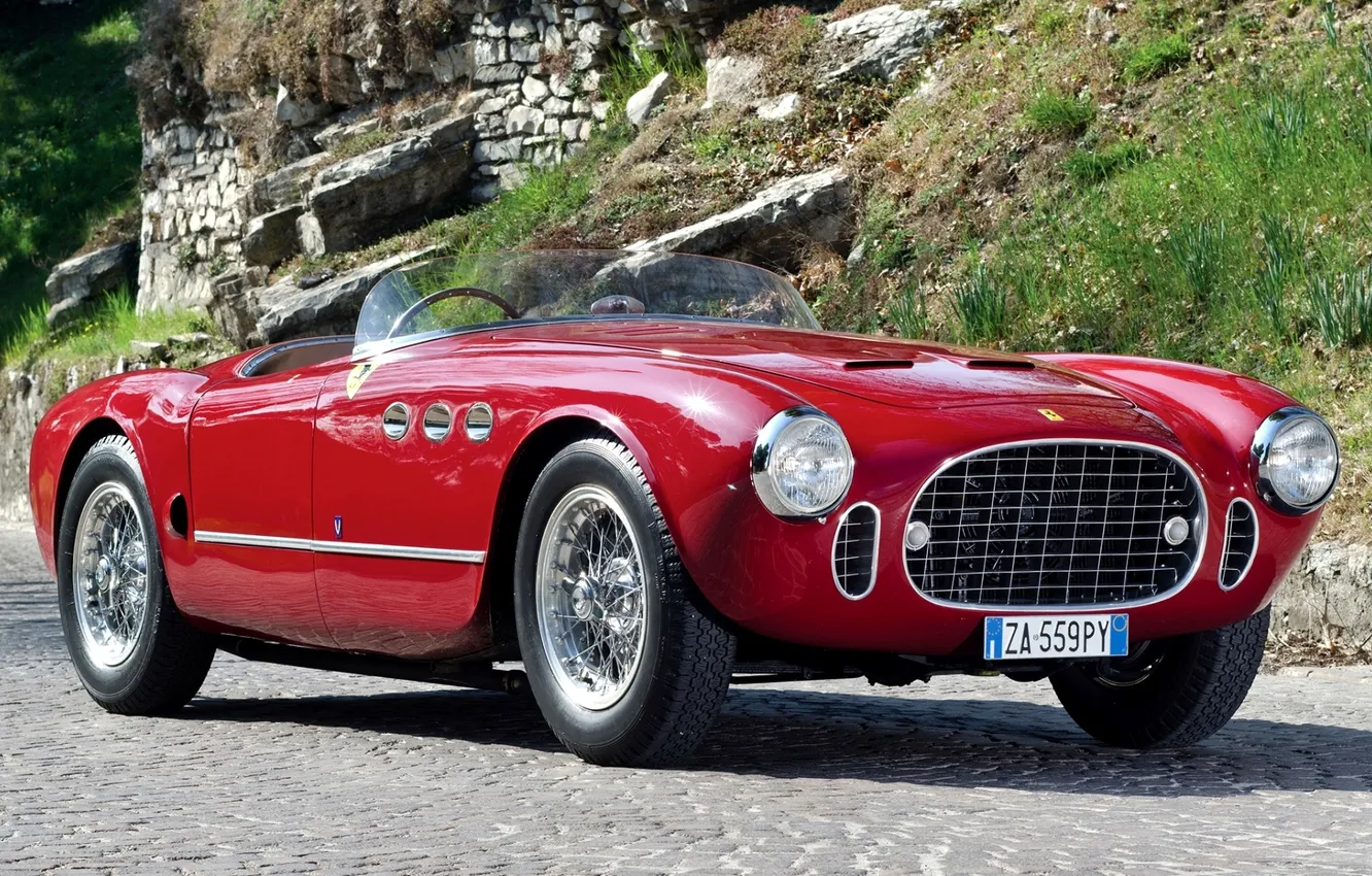 Photo wallpaper red, Ferrari, Ferrari, classic, bridge, Spyder, the front, spider
