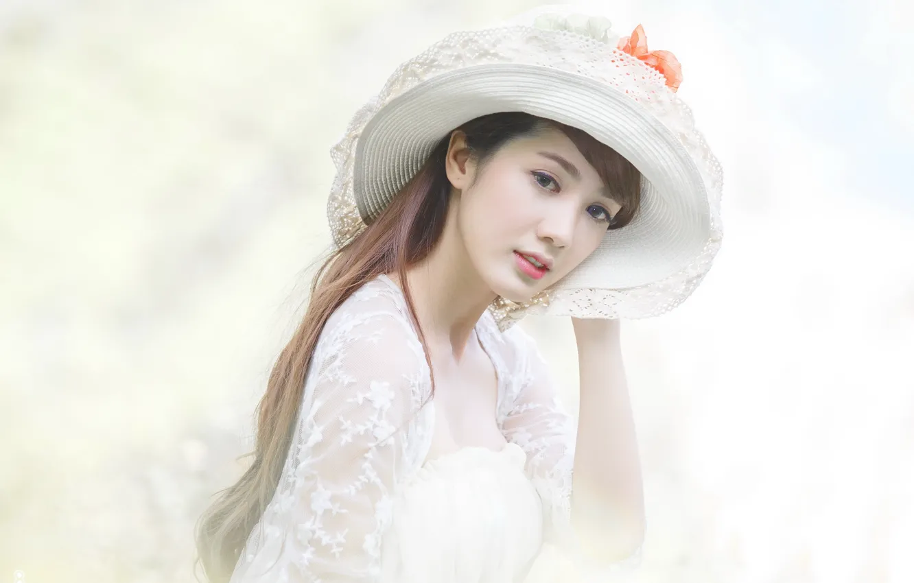 Photo wallpaper girl, style, background, hat