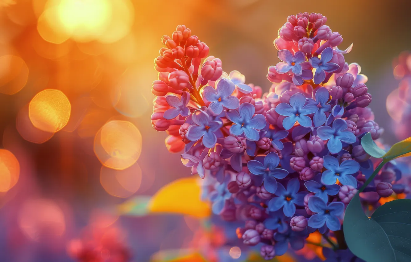 Photo wallpaper light, flowers, branches, spring, flowering, lilac, bokeh, inflorescence