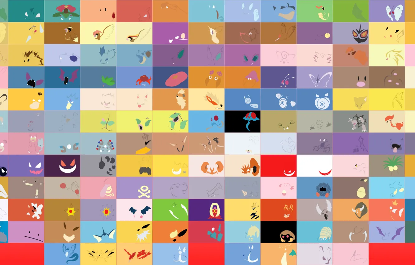 Photo wallpaper the game, figure, color, minimalism, texture, anime, symbol, pokemon