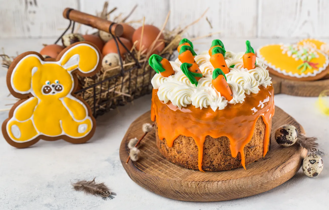 Photo wallpaper holiday, eggs, rabbit, cookies, Easter, cake