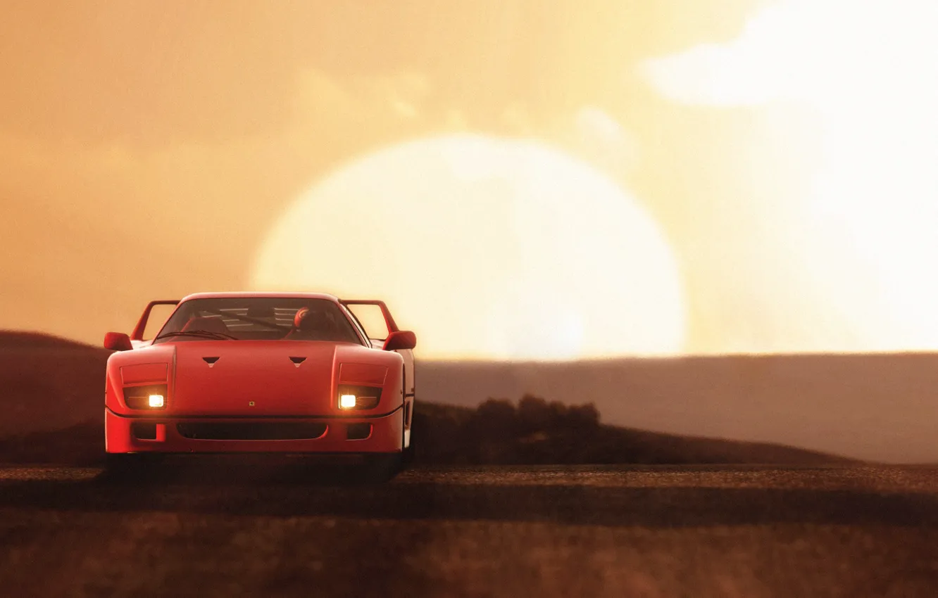 Photo wallpaper machine, auto, the sun, rendering, supercar, Ferrari, the front, Gran Turismo 6