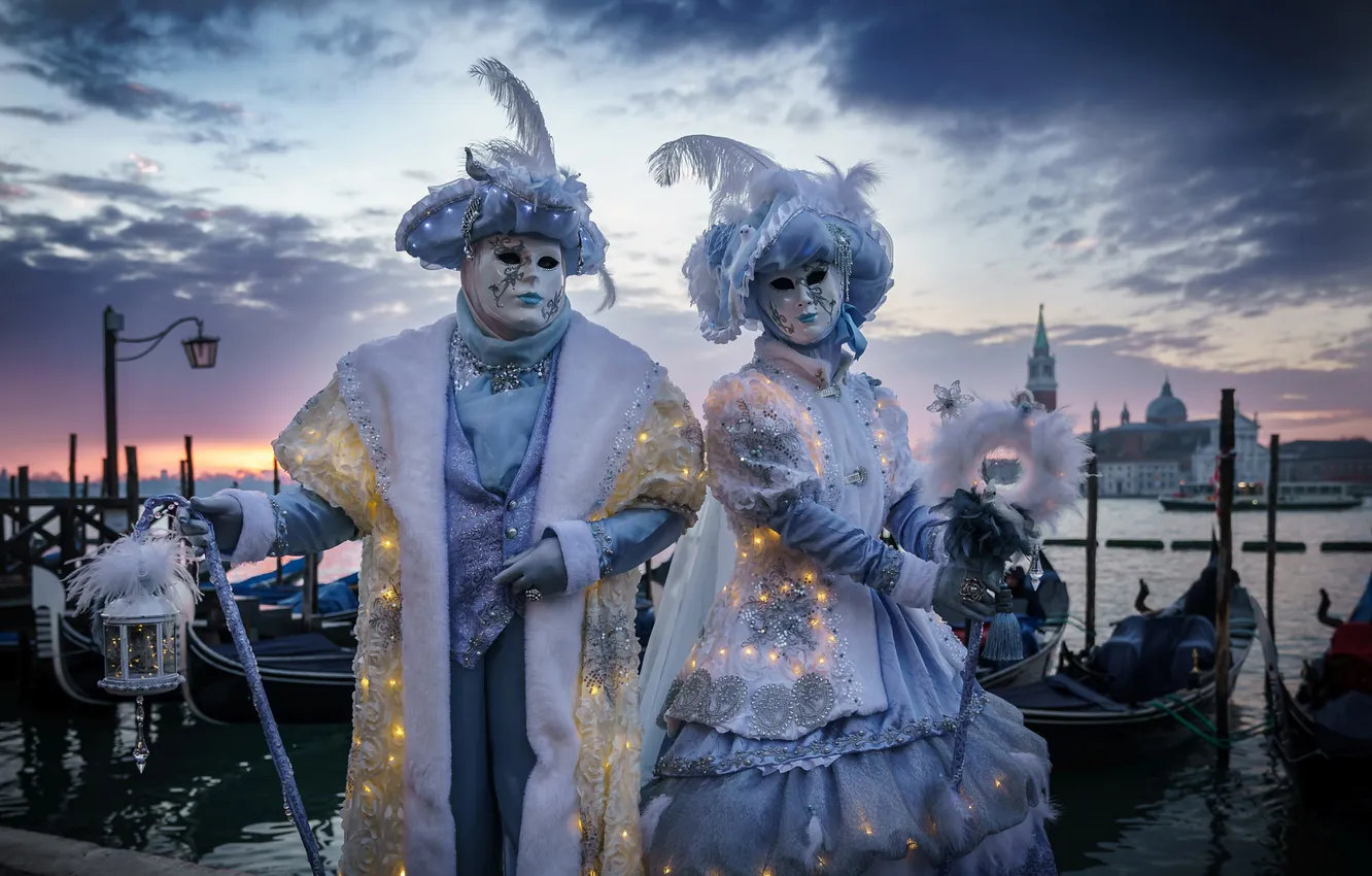 Photo wallpaper girl, decoration, style, mask, Italy, costume, Venice, outfit