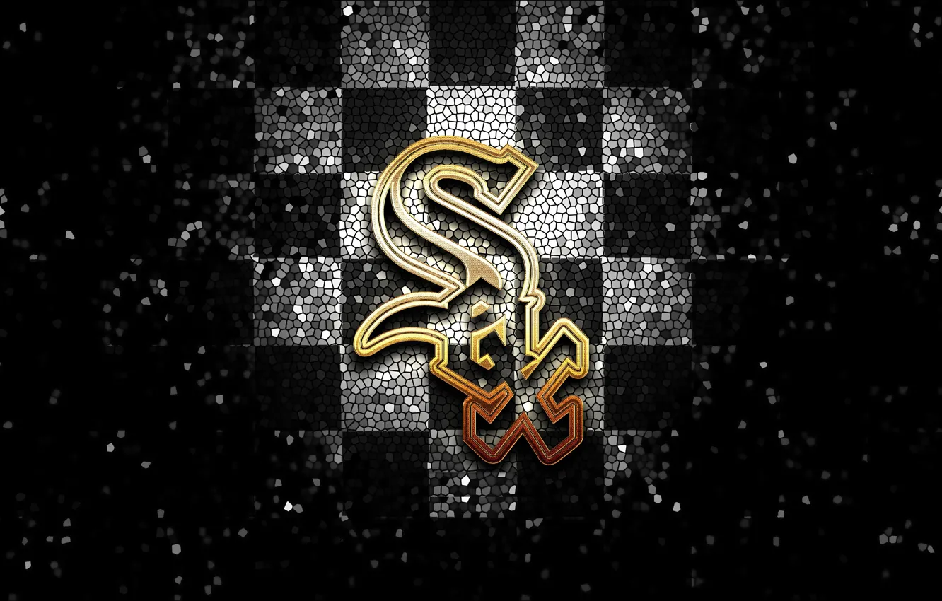 Photo wallpaper glitter, checkered, baseball, Chicago White Sox, MLB, wallpaper, logo, Sport